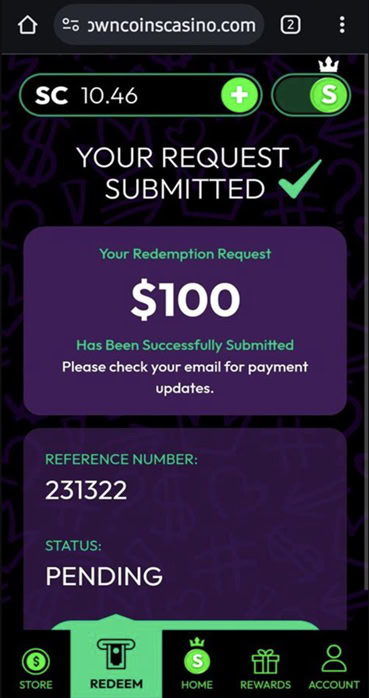 Crown Coins ACH Redeem