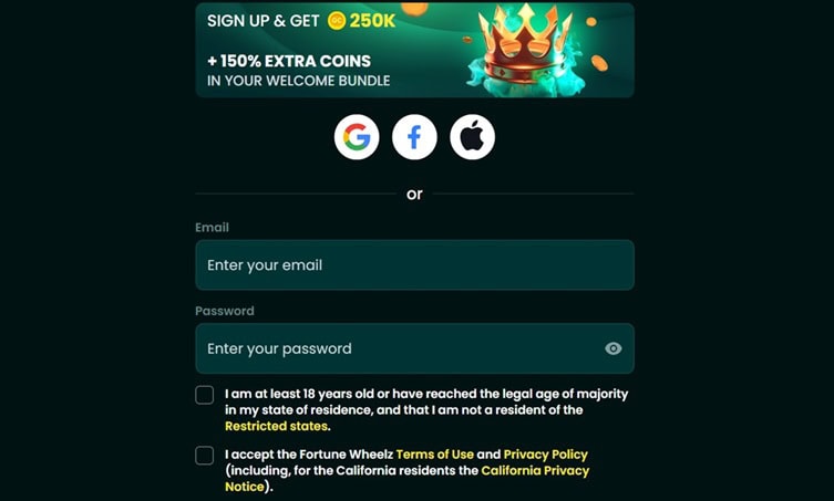 Fortune Wheelz Register