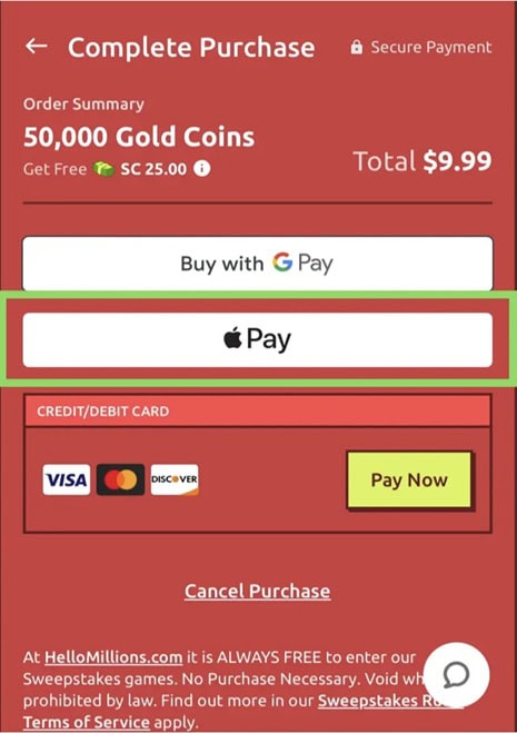 Hello Millions Apple Pay