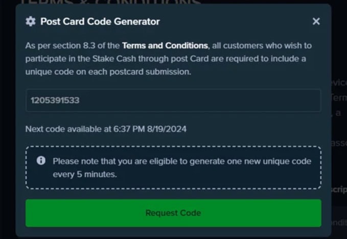 Post Card Code Generator
