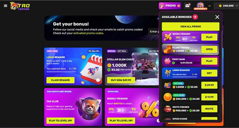 TaoFortune Promos