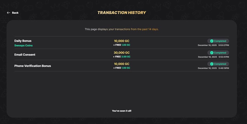 Transaction History