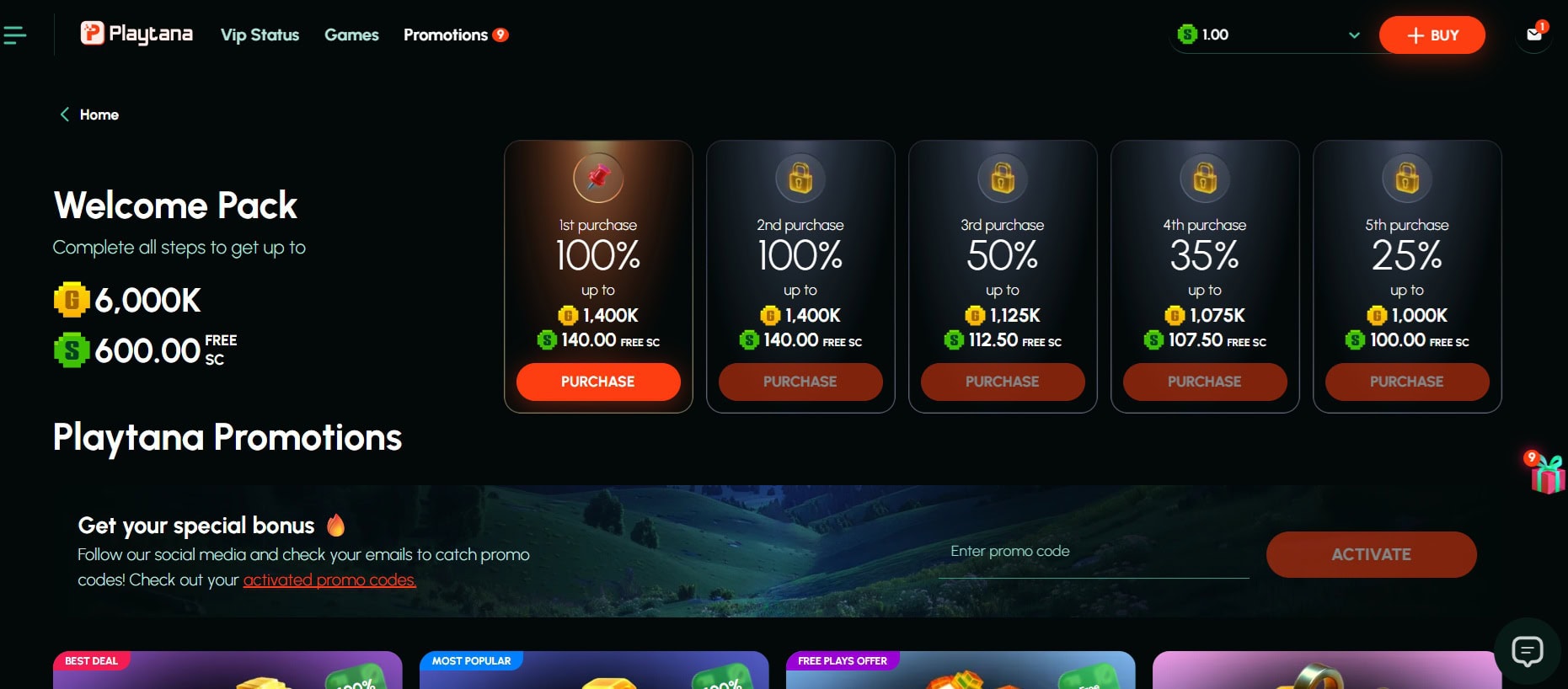 Playtana Deposit Bonus