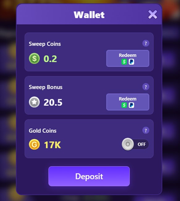 SweepsBlast Wallet