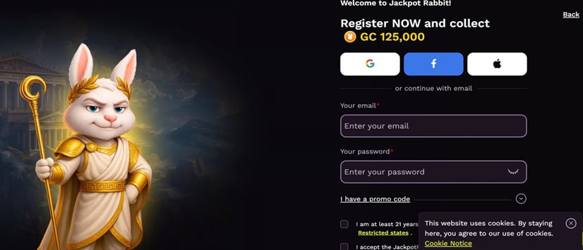 JackpotRabbit Register