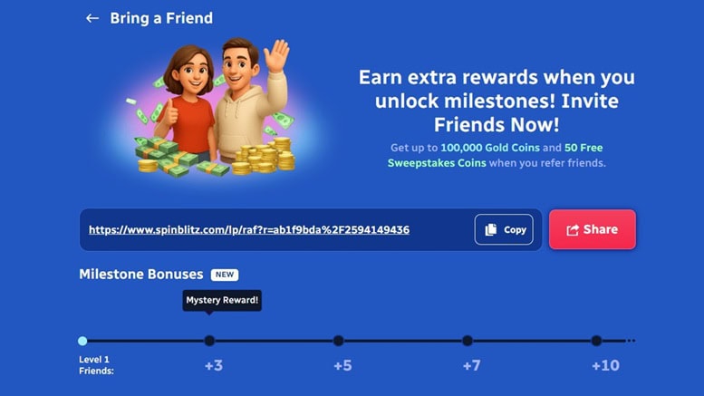 SpinBlitz Referral Bonus