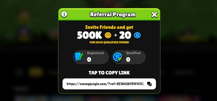 SweepJungle Referral Bonus