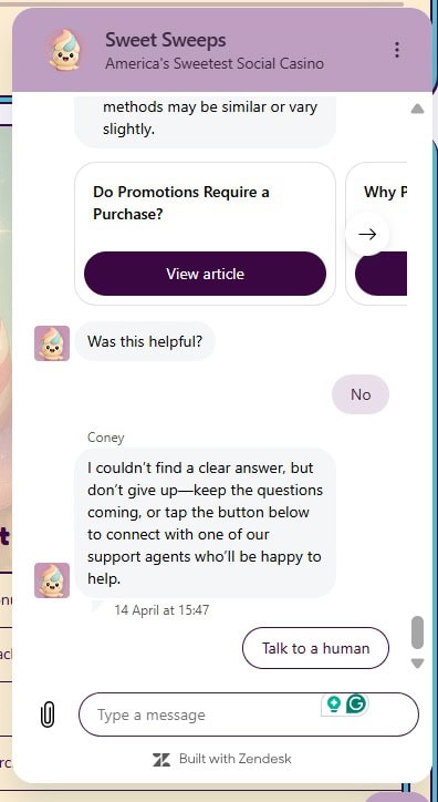 Sweet Sweeps Support