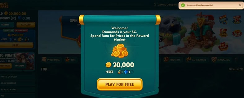 BigPirate Account Verification Bonus