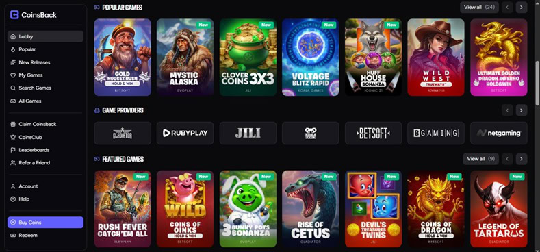 CoinsBack Games