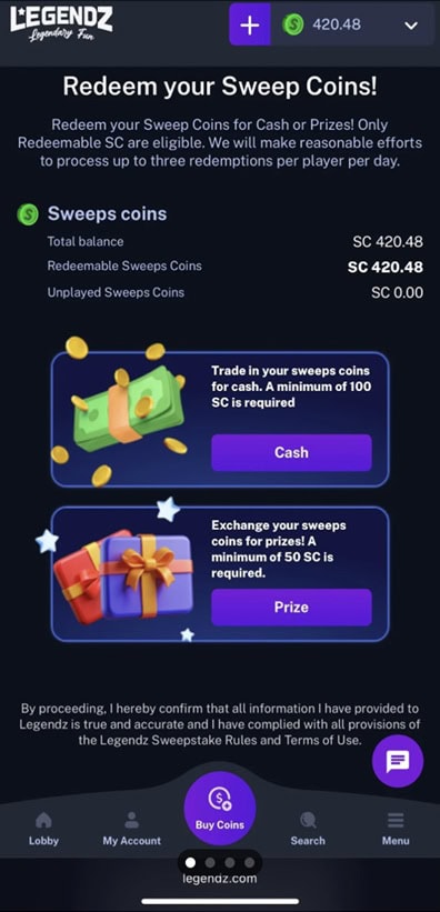 Legendz Redeem