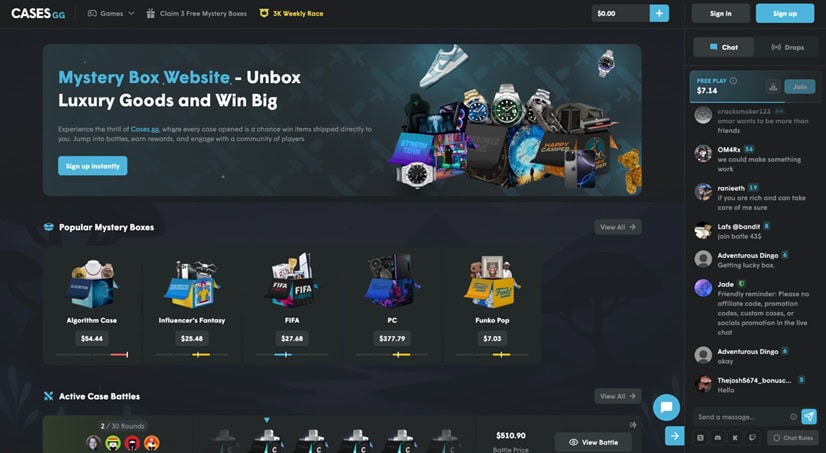 Cases.gg Homepage