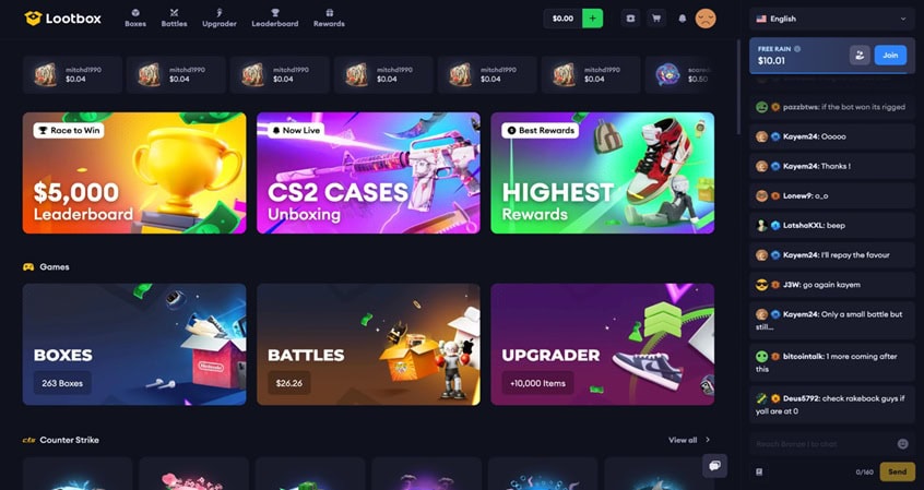 LootBox Homepage