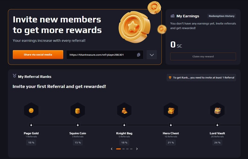 TitanTreasure Referral Bonus
