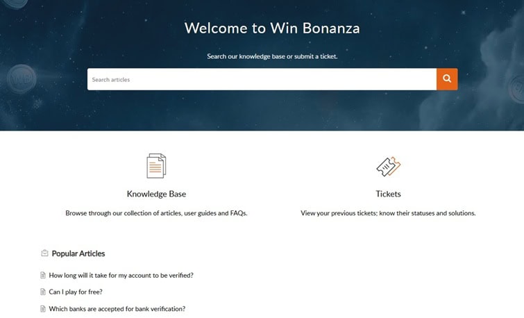 WinBonanza Support
